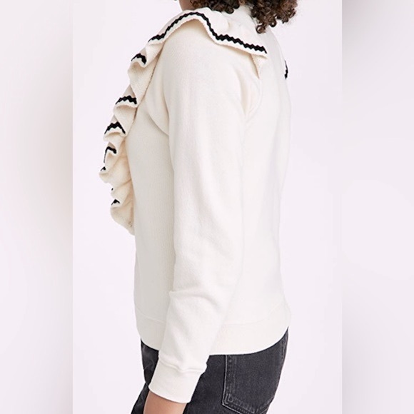 NWT THE GREAT The Shrunken Ruffle Sweatshirt in Washed White - Picture 8 of 16